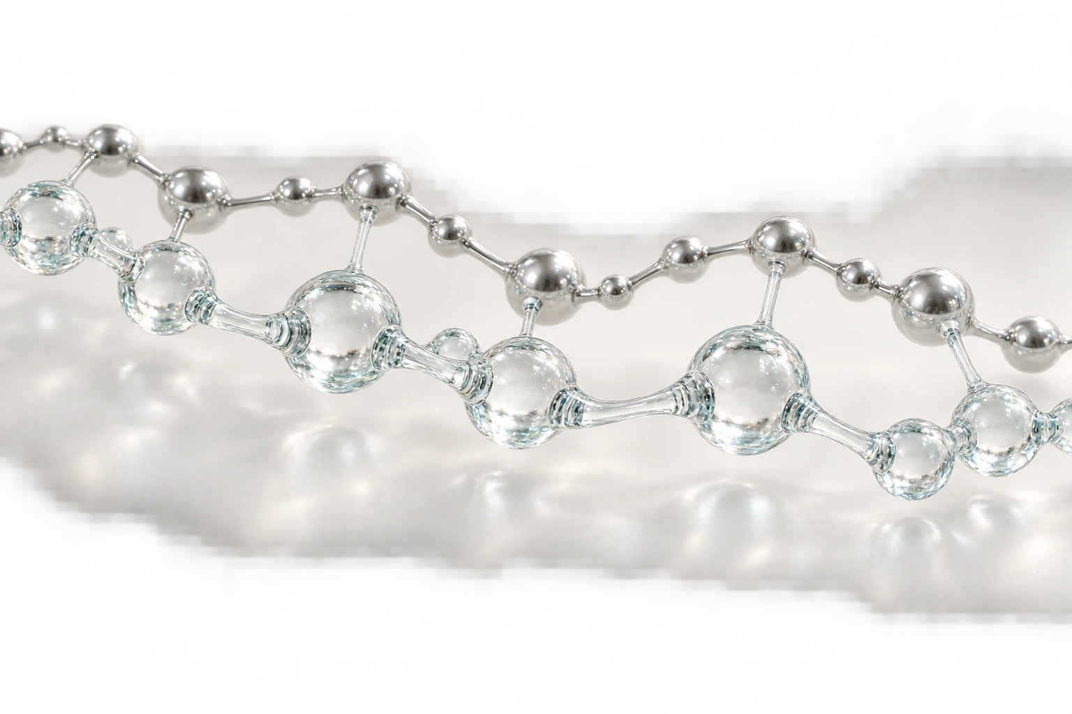 Glass and silver molecular structure concept
