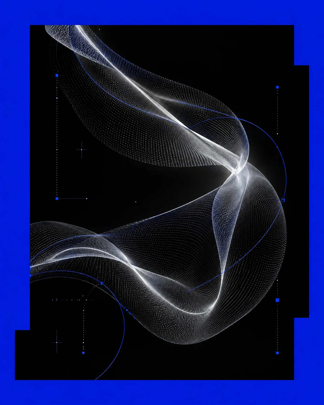 Kahuna Labs motion identity: a silver intelligence form framed in ultramarine