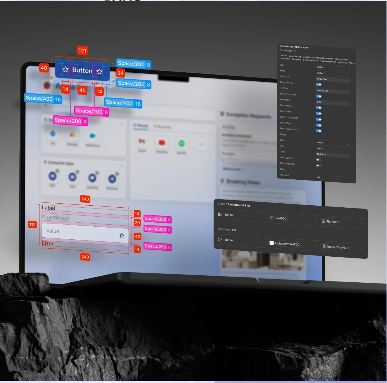 SquareX interface and design system specifications