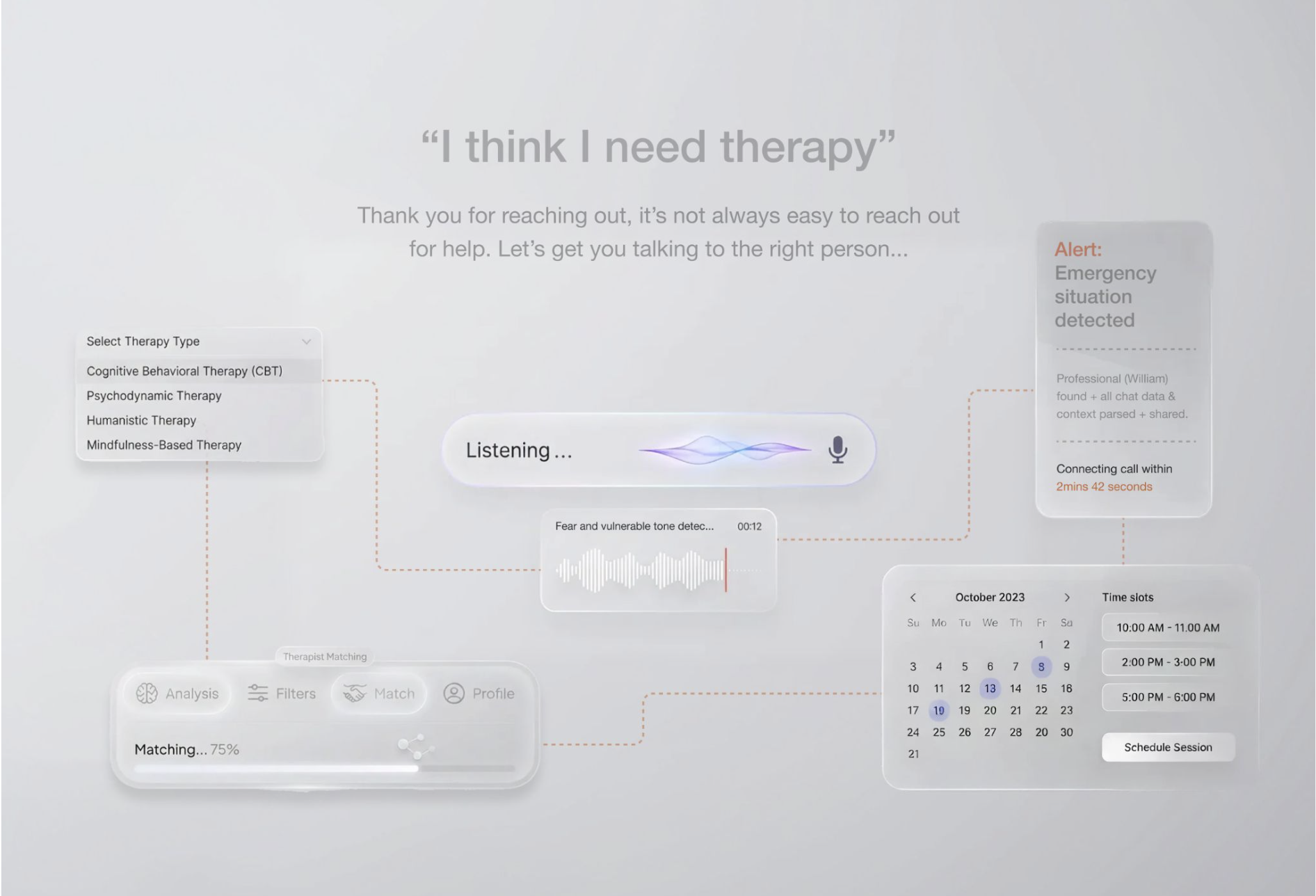 Talkspace voice therapy intake and scheduling concept