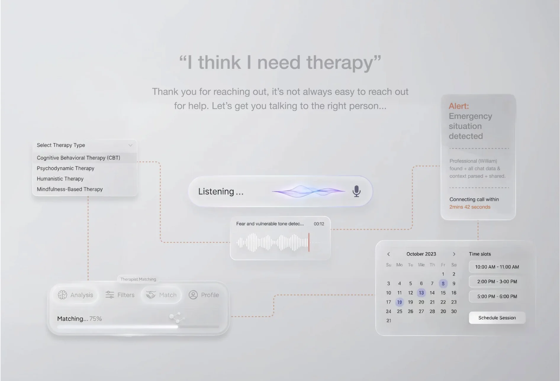 Talkspace voice therapy intake and scheduling concept