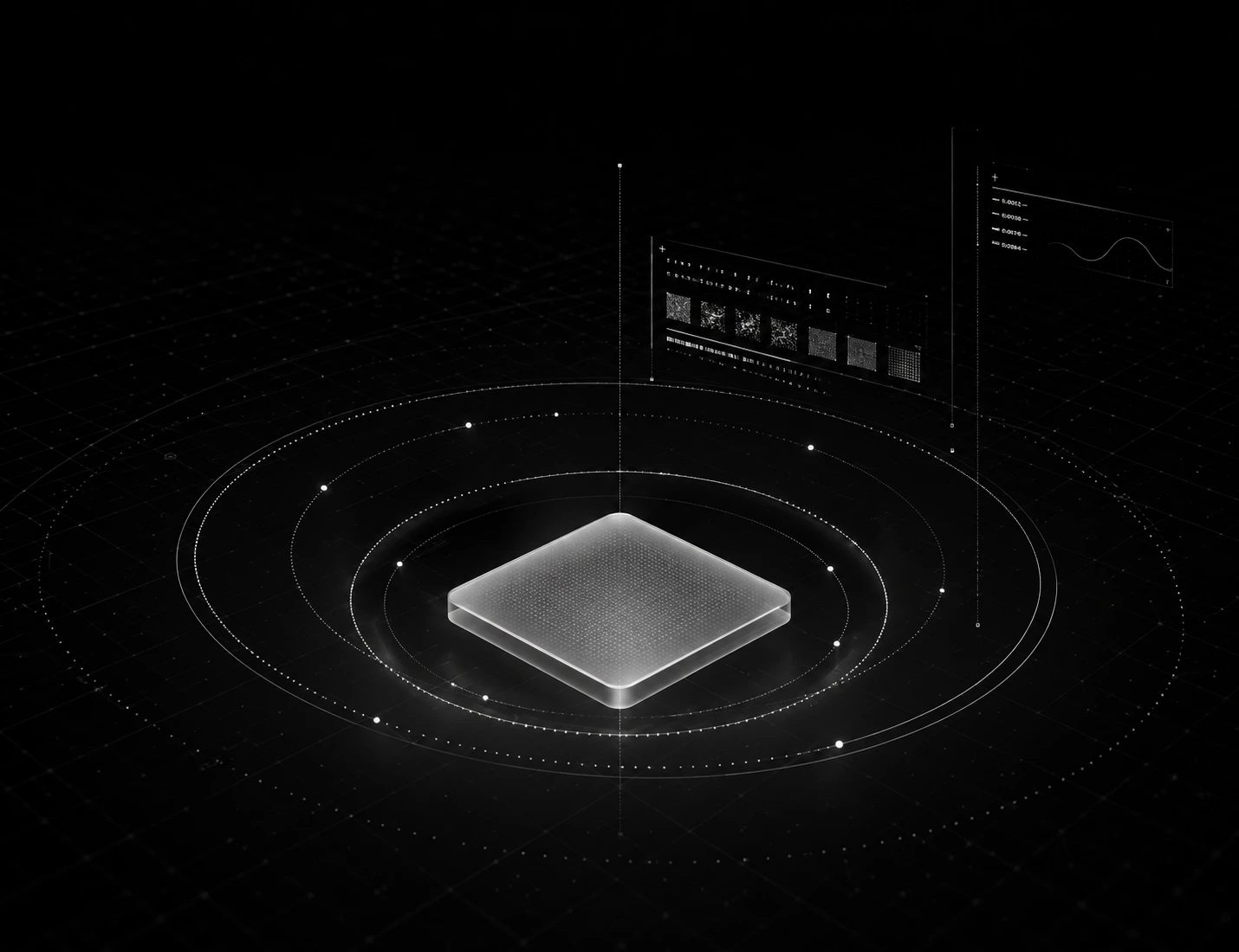 Orbital product intelligence visualization around a silver platform