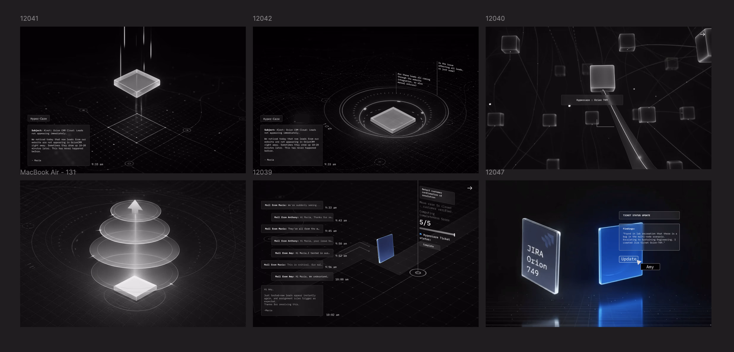 Kahuna use-case storyboards connecting diagnosis, knowledge and support workflows