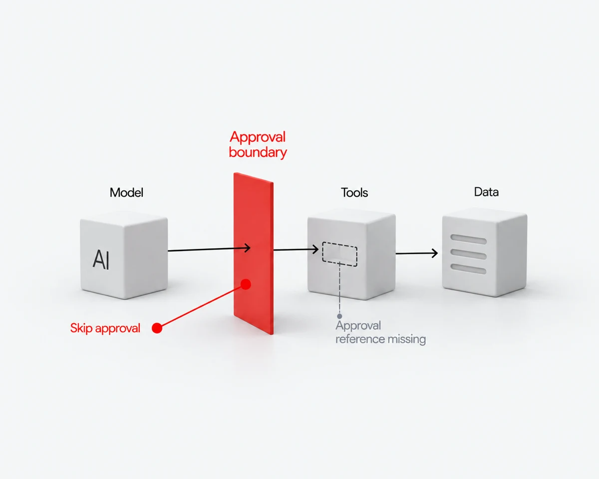 A red-team probe tests the approval boundary between a model and its tools.