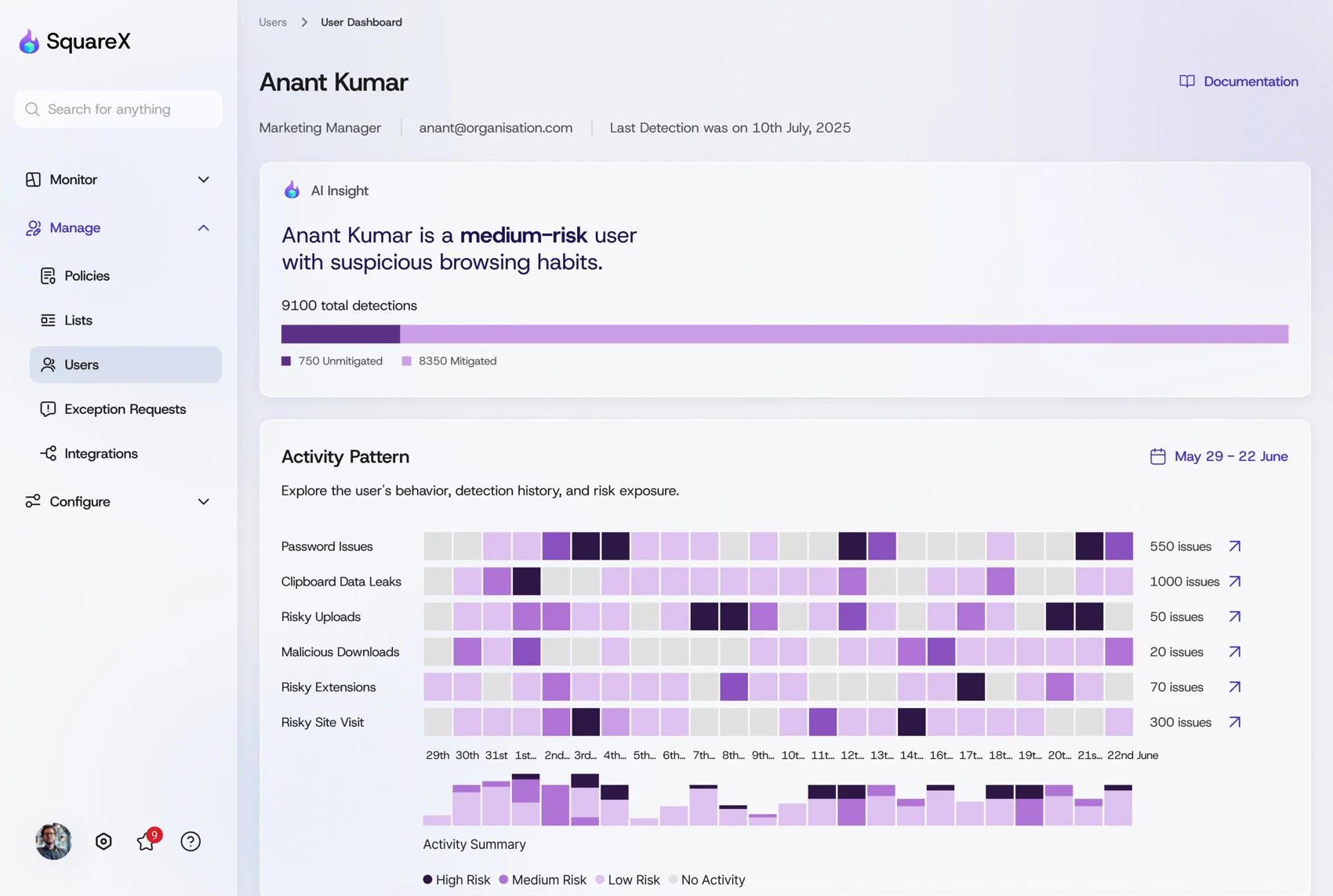 SquareX browser security activity interface