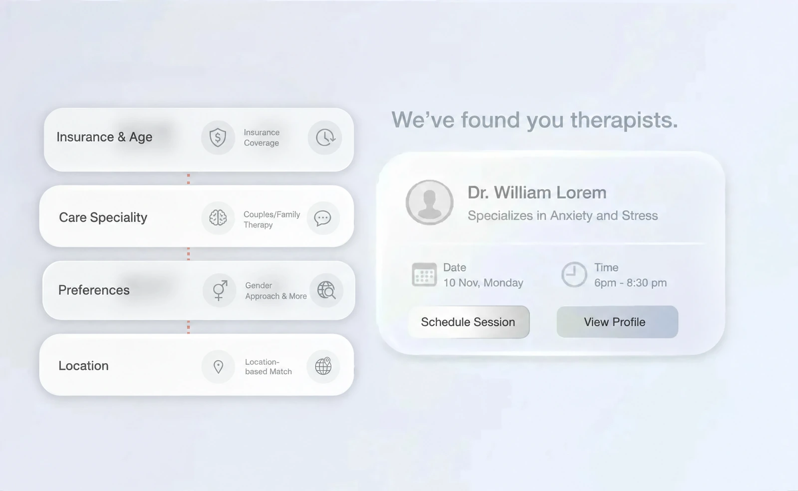 Therapist matching across eligibility and care preferences