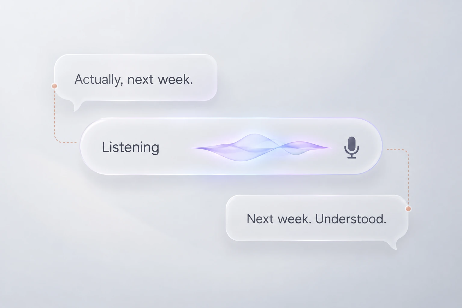 Voice concept showing a revised scheduling request and a listening waveform