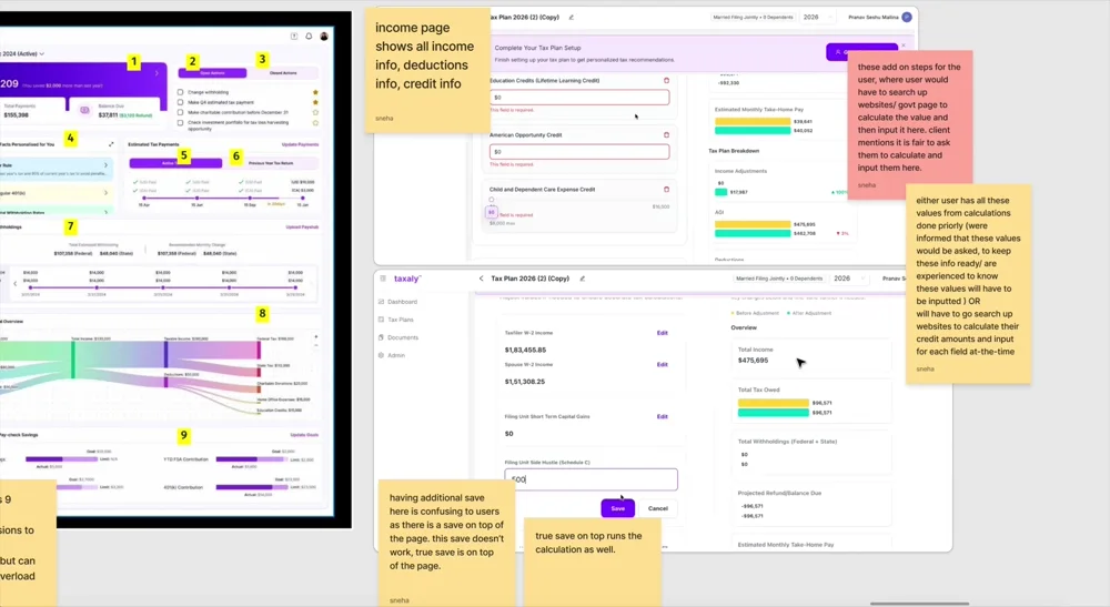 Product audit canvas detail 3: interface screens and research notes
