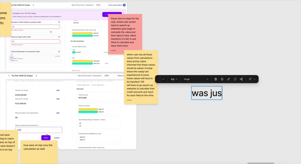 Product audit canvas detail 5: interface screens and research notes