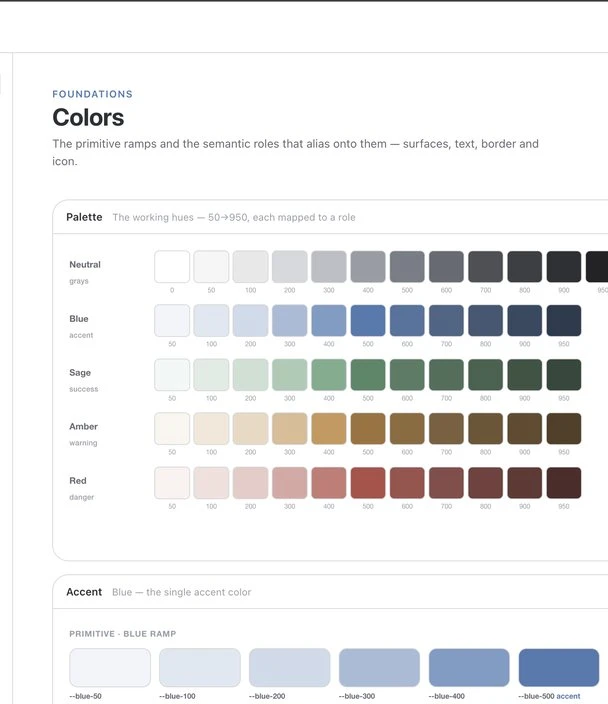 Taxaly design system colour palette